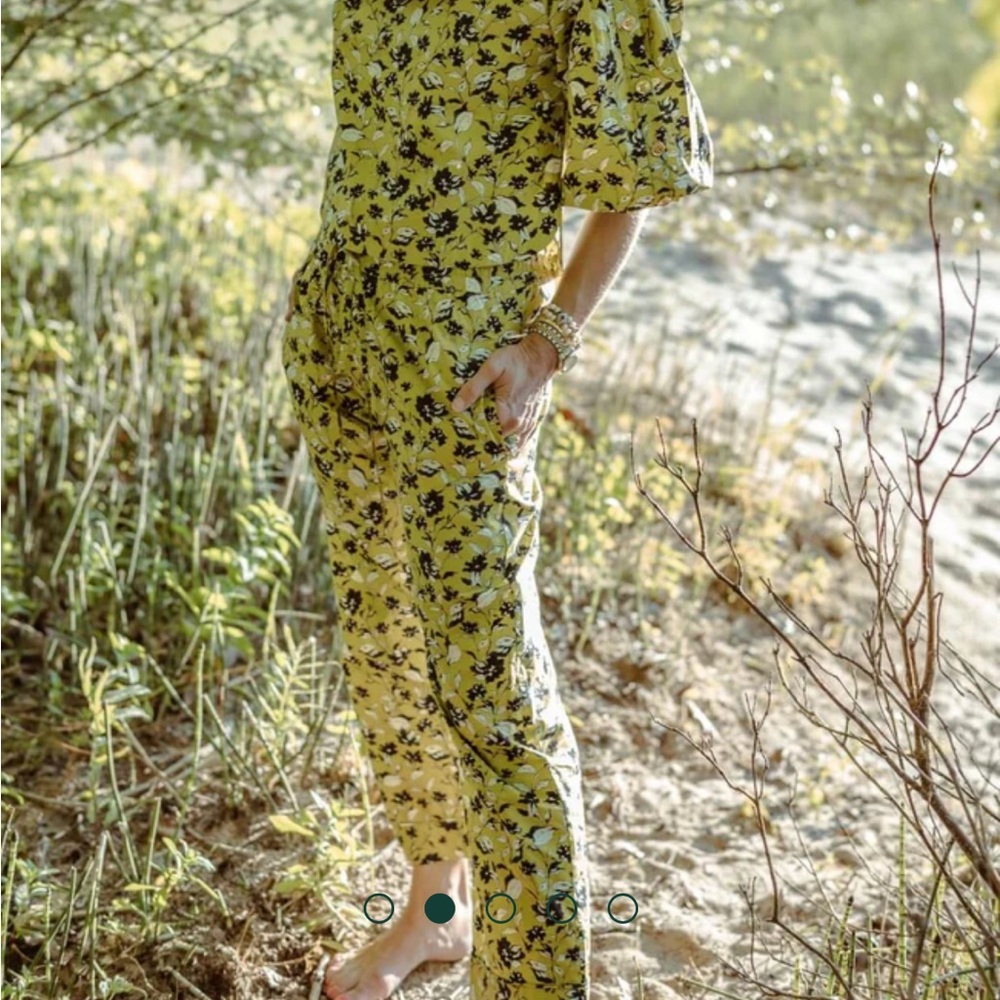 NWT Buru Le Culottes Full Length in Chartreuse Floral - Picture 3 of 10